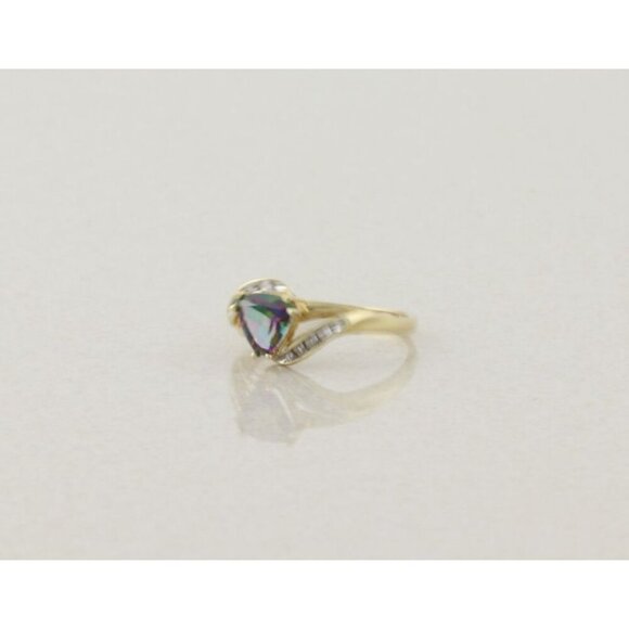 10k Yellow Gold Mystic Topaz & Diamond Ring Size 7 1/4 - Picture 5 of 7